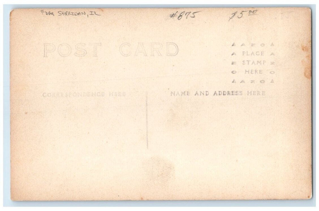 c1910's US Army Soldiers Tent Fort Sheridan Illinois IL RPPC Photo Postcard