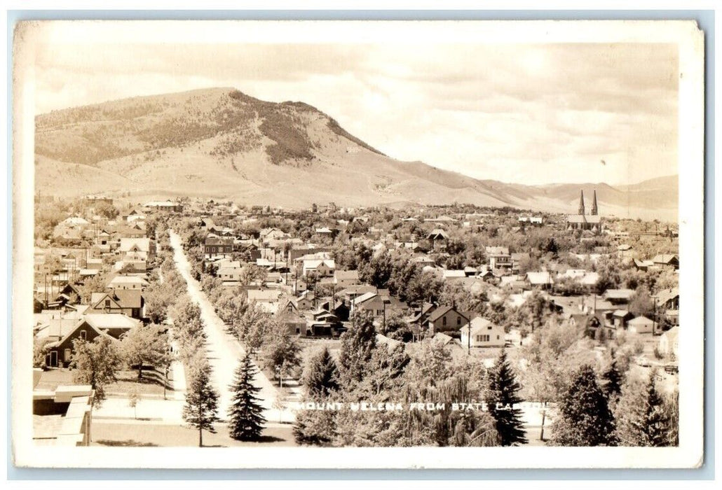 c1940's Mount Helena From State Capitol View Montana MT RPPC Photo Postcard