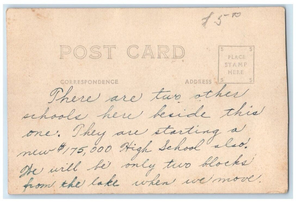 c1930's Reflecting School Lake Sacajawea View Longview WA RPPC Photo Postcard