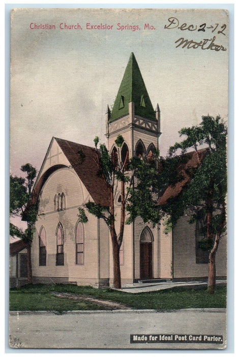 1912 Christian Church Chapel Field Exterior Excelsior Springs Missouri Postcard