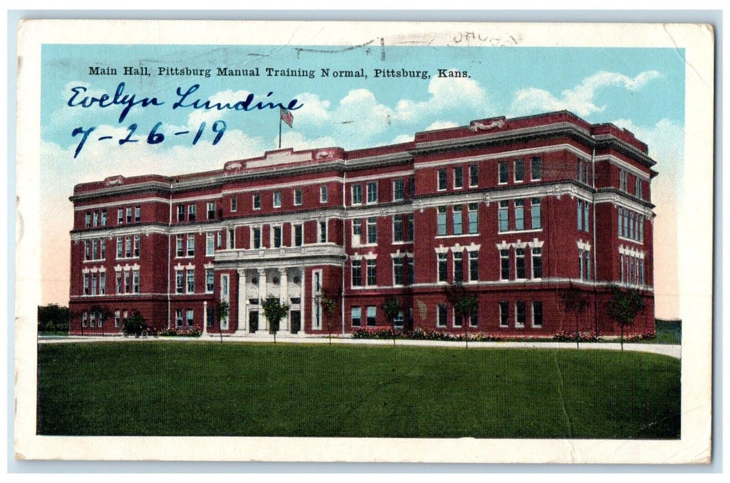 1919 Main Hall Pittsburg Manual Training Normal Field Pittsburgh Kansas Postcard