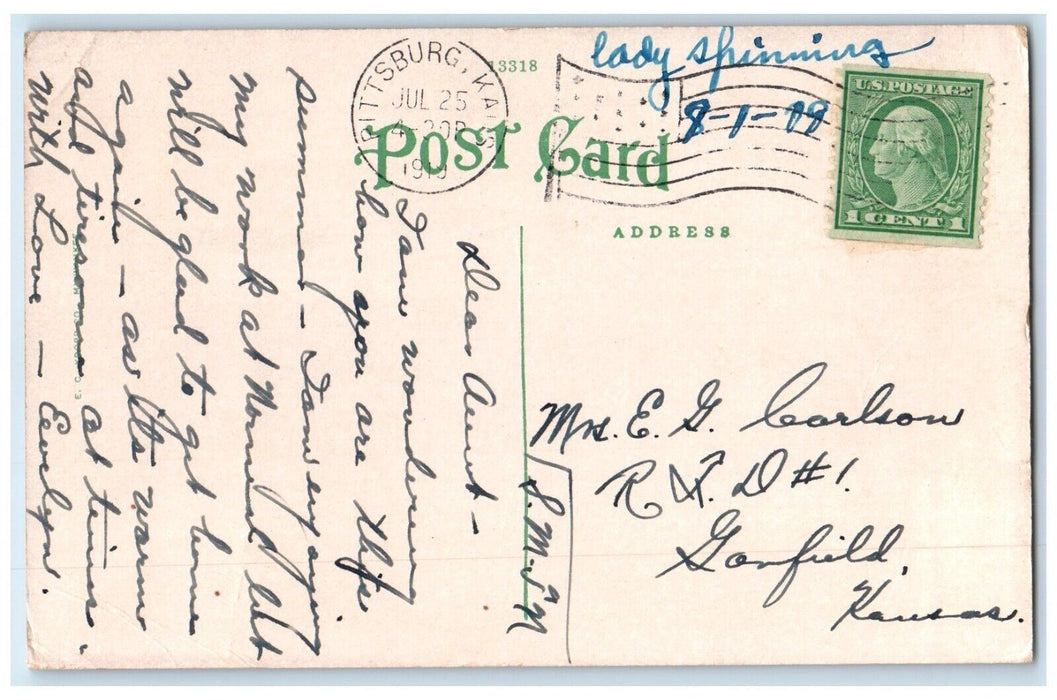 1919 Main Hall Pittsburg Manual Training Normal Field Pittsburgh Kansas Postcard