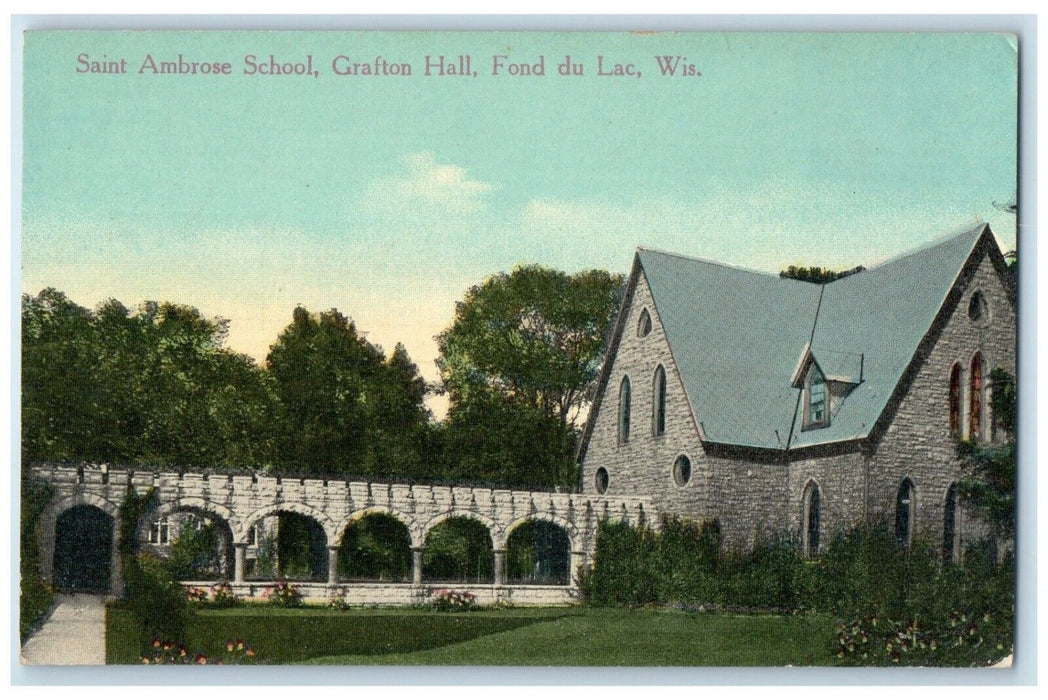 c1910 Saint Ambrose School Grafton Hall Fond Du Lac Wisconsin Vintage Postcard