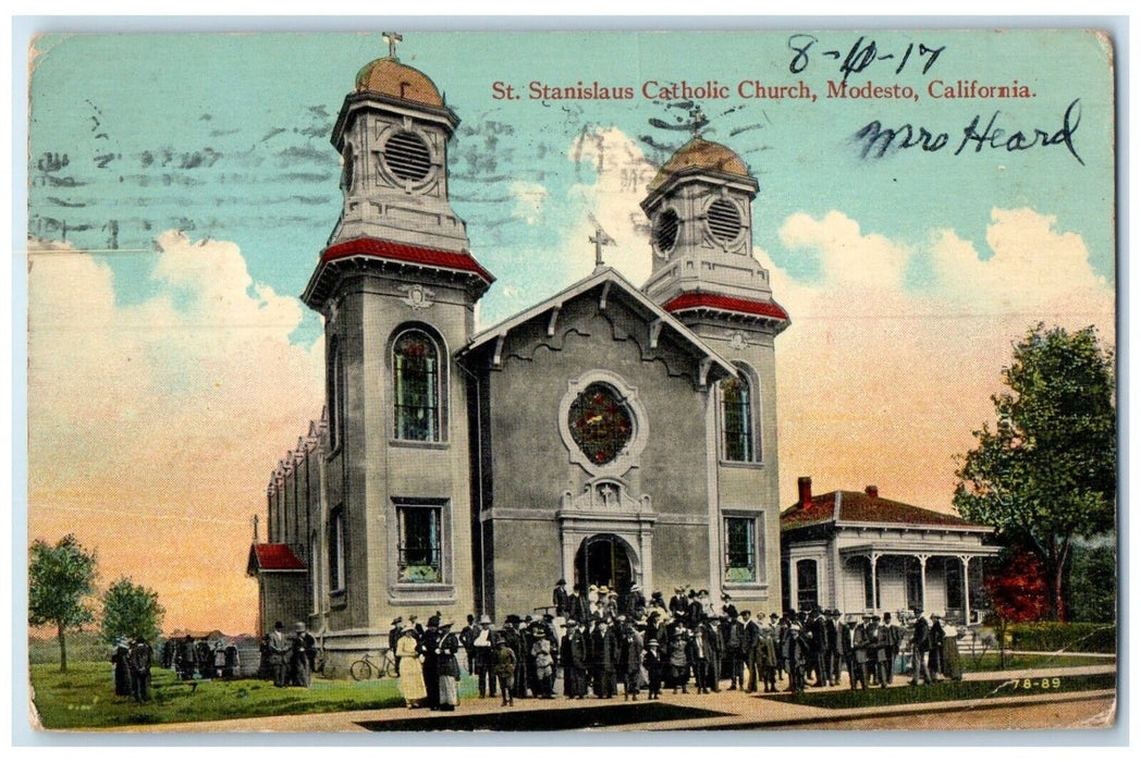 1917 St. Stanislaus Catholic Church Chapel Exterior Modesto California Postcard