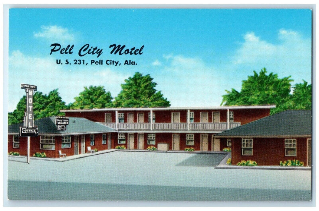 c1960's Pell City Motel Roadside Pell City Alabama AL Unposted Vintage Postcard