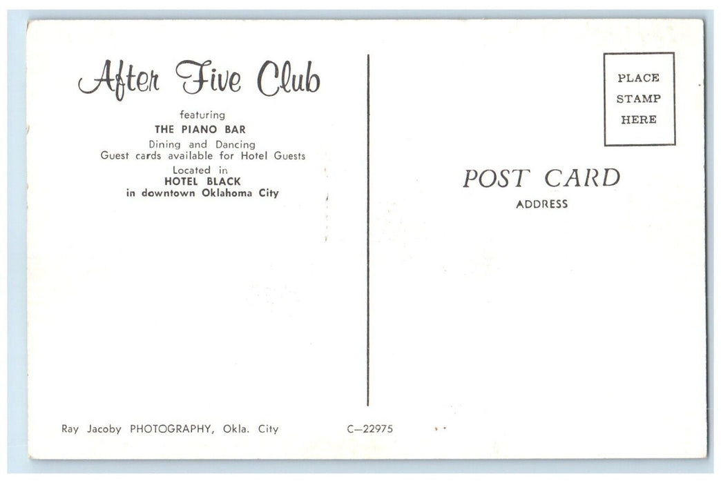 Hotel Black Oklahoma City OK, After Five Club The Piano Bar Vintage Postcard