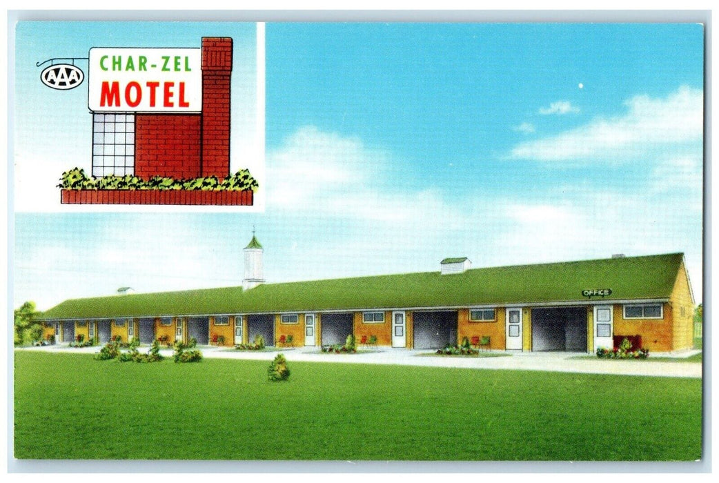 c1950's View Of Char Zel Motel Fremont Ohio OH Unposted Vintage Postcard