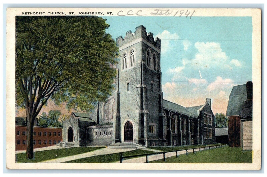 1925 Methodist Church Chapel Exterior St. Johnsbury Vermont VT Vintage Postcard