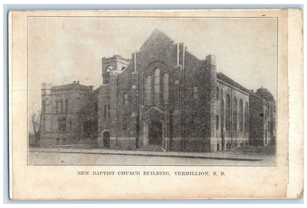 c1940 New Baptist Church Building Exterior Vermillion South Dakota SD Postcard