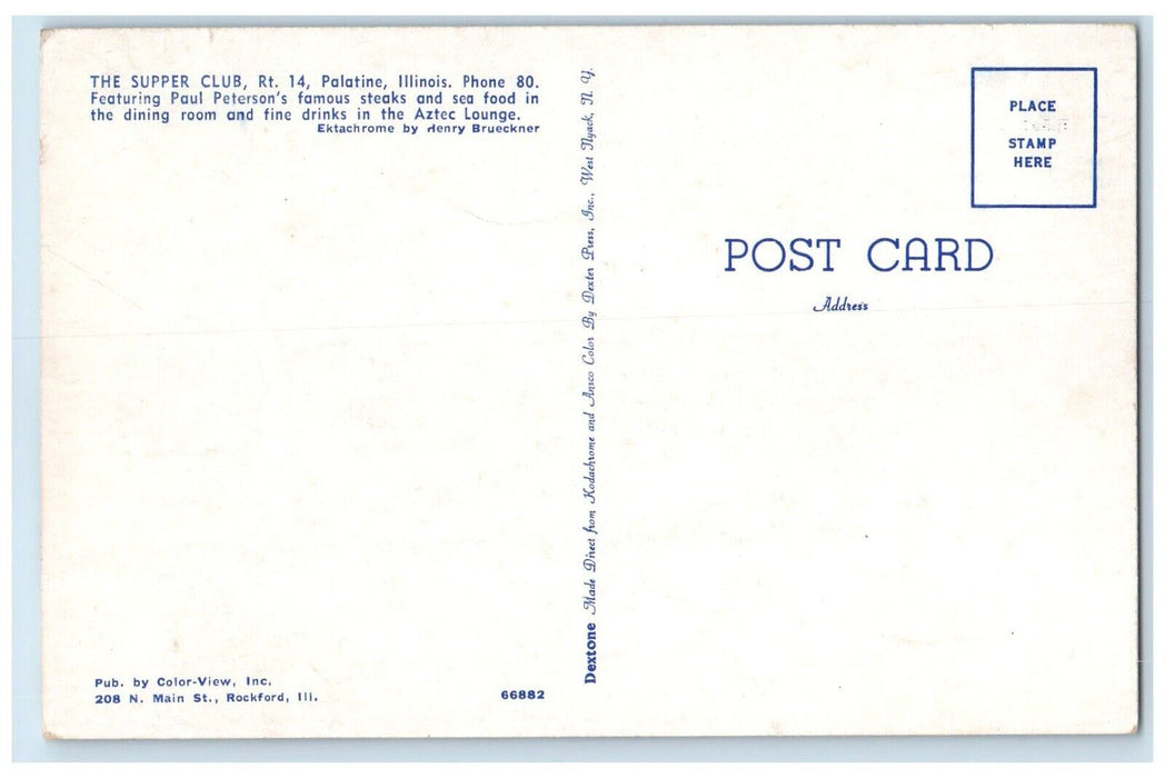 c1950's The Super Club Rt. 14 Roadside Palatine Illinois IL Vintage Postcard