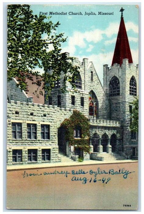 1949 First Methodist Church Chapel Exterior Building Joplin Missouri MO Postcard