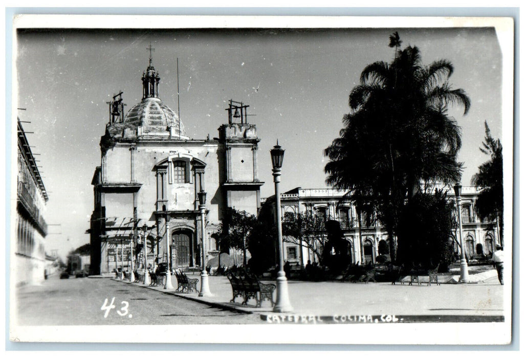 c1950's Catedral Colima Mexico After the Quake RPPC Photo Vintage Postcard