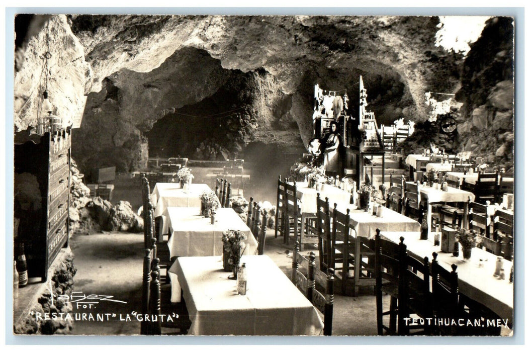 c1950's Restaurant La Gruta Teotihucan Mexico RPPC Photo Vintage Postcard