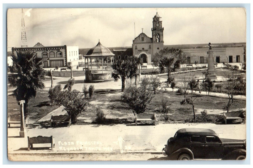 c1950's Plaza Principal Reynosa Tamaulipas Mexico RPPC Photo Postcard