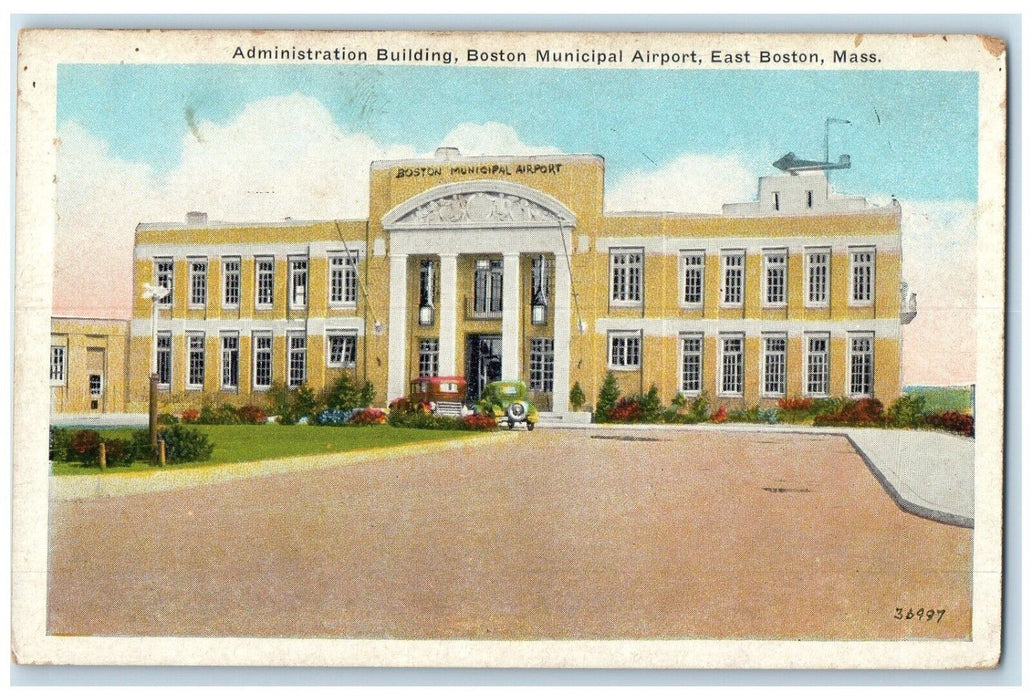 c1920 Administration Building Boston Municipal Airport East Boston MA Postcard