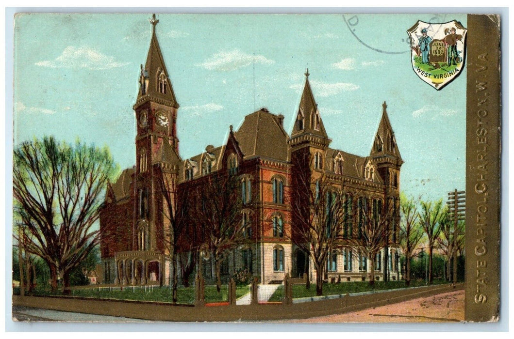 1910 Exterior View State Capitol Embossed Charleston West Virginia W VA Postcard