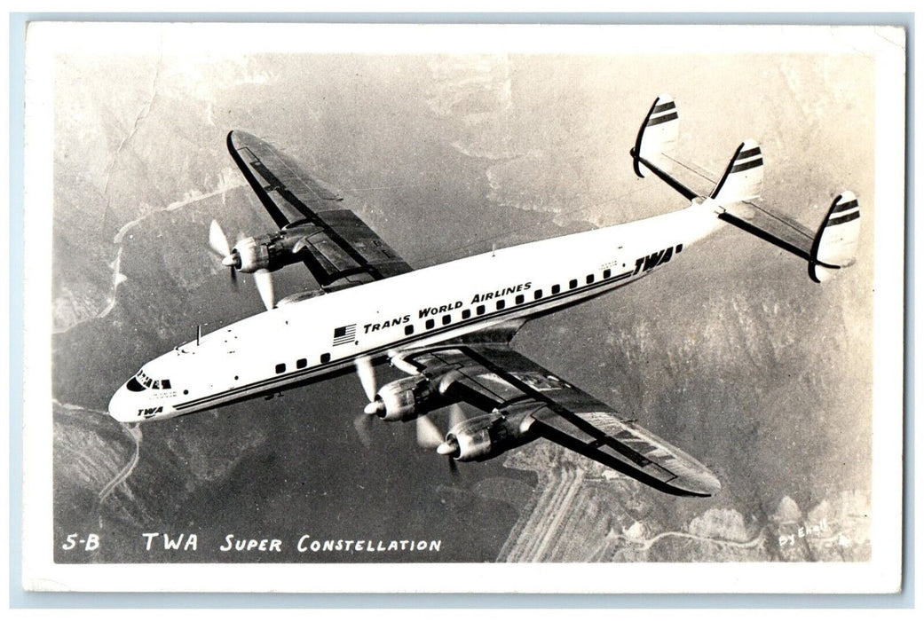 1956 TWA Super Constellation Jamaica New York NY RPPC Photo Vintage Postcard