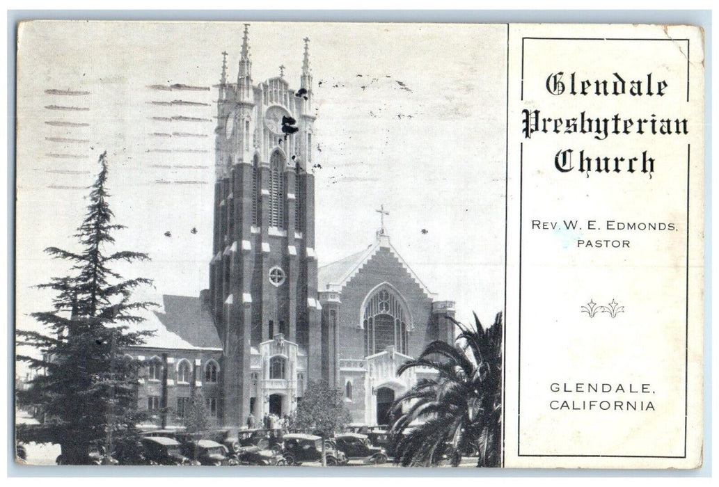 1926 Exterior View Glendale Presbyterian Church Glendale California CA Postcard