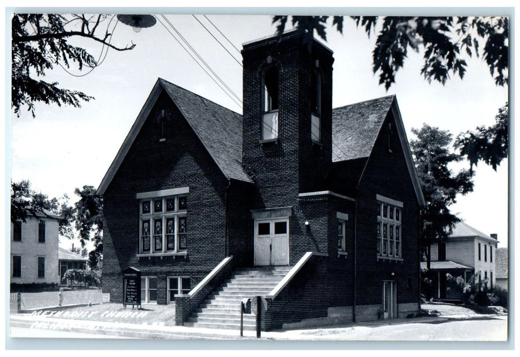 c1950's Methodist Church Scene Street California Missouri MO RPPC Photo Postcard