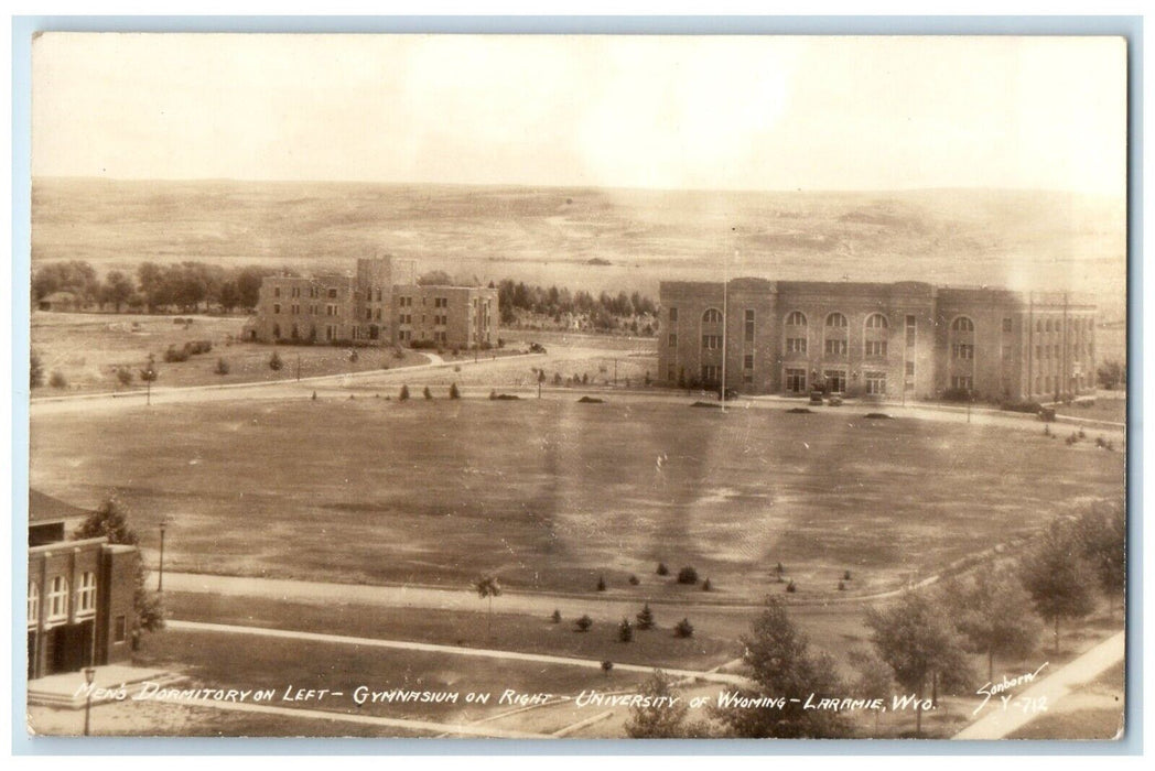 Men's Dormitory Gymnasium University Of Wyoming Laramie WY RPPC Photo Postcard
