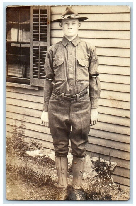 1914-1918 WWI US Army Soldier View Brooklyn New York NY RPPC Photo Postcard