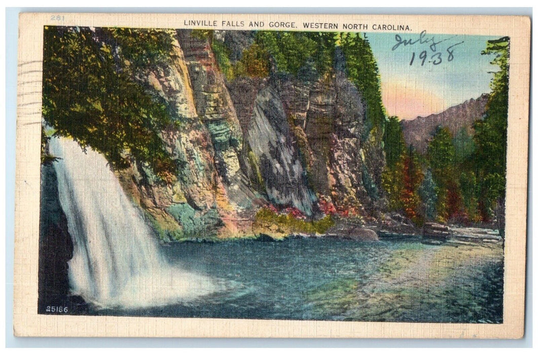 1938 Scenic View Linville Falls Gorge Western North Carolina NC Antique Postcard