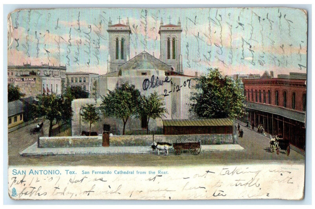 1907 Aerial View San Fernando Cathedral Rear San Antonio Texas Vintage Postcard