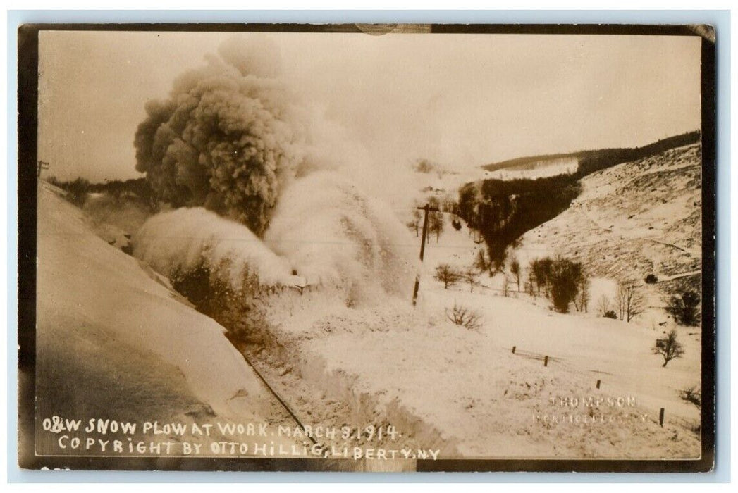 1914 Snow Plow At Work Otto Hillig Liberty New York NY RPPC Photo Postcard
