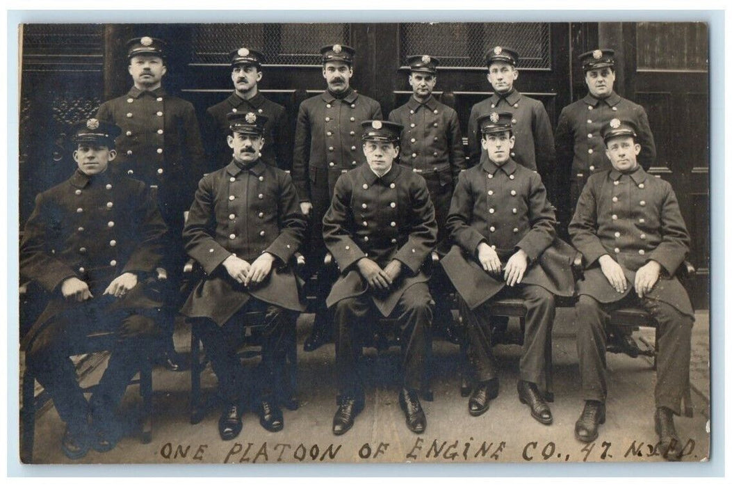1910 Engine Co. 47 NYFD Firemen Fire Department New York NY RPPC Photo Postcard
