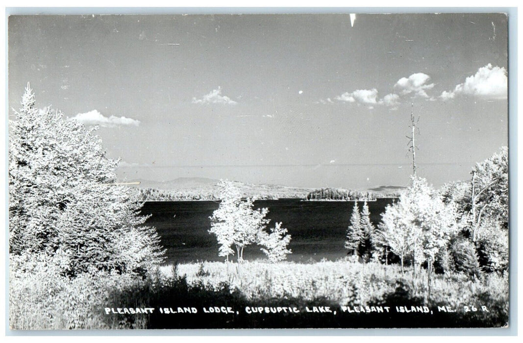 Pleasant Island Lodge Cupsuptic Lake Pleasant Island ME RPPC Photo Postcard