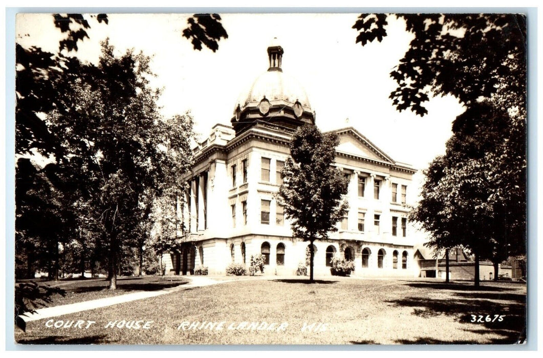 1938 Court House Building Rhinelander Wisconsin WI RPPC Photo Vintage Postcard