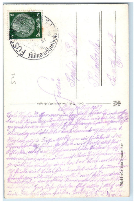 1937 Mountains Rivers Name Füssen Bavaria Germany RPPC Photo Postcard