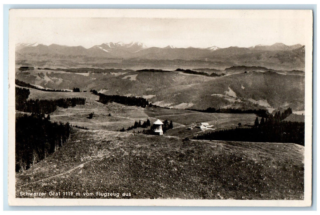 1940 Schwarzer Grat View from Plane Germany Posted RPPC Photo Postcard