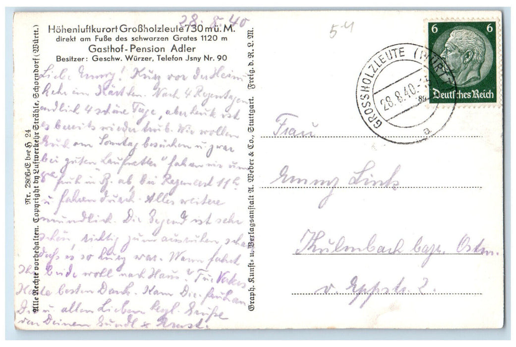 1940 Schwarzer Grat View from Plane Germany Posted RPPC Photo Postcard