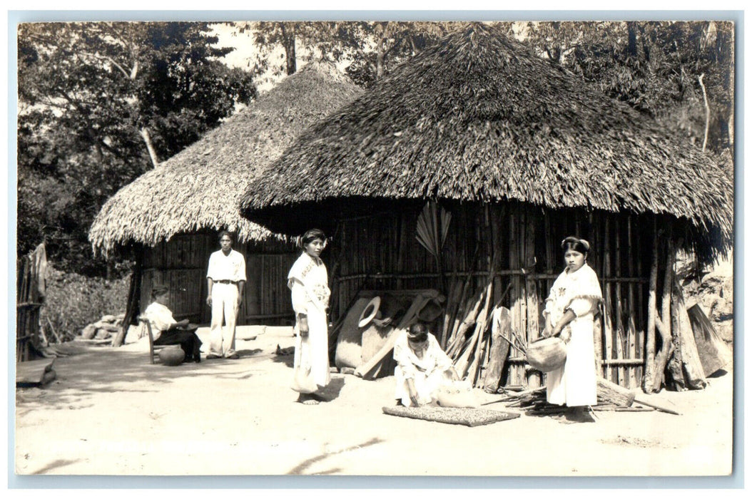 c1940's Family Hut Huasteca Tamaulipas Mexico Unposted RPPC Photo Postcard