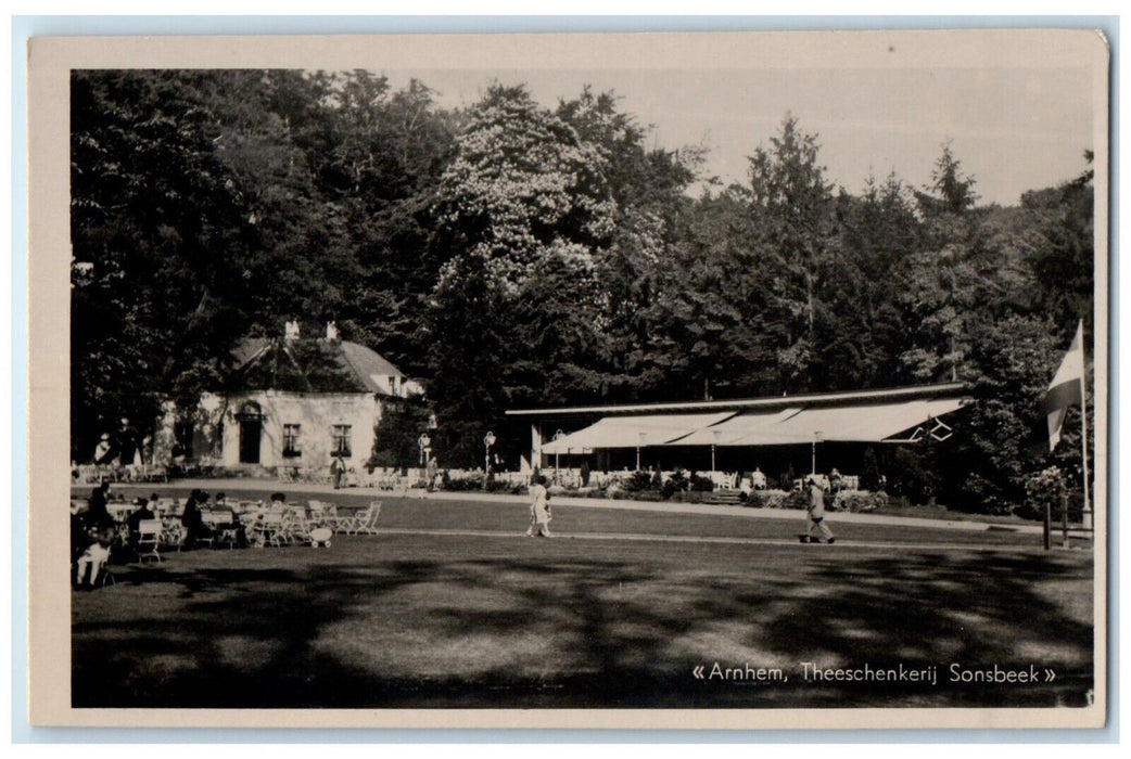 c1940's  Arnhem Theeschenkerij Sonsbeek Netherlands Vintage RPPC Photo Postcard