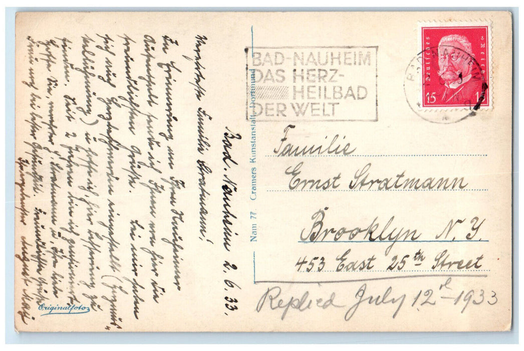 1933 3 Badesprudel Eadehauser Park Bad Nauheim Germany RPPC Photo Postcard