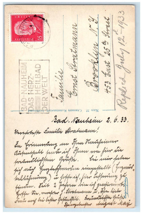 1933 3 Badesprudel Eadehauser Park Bad Nauheim Germany RPPC Photo Postcard