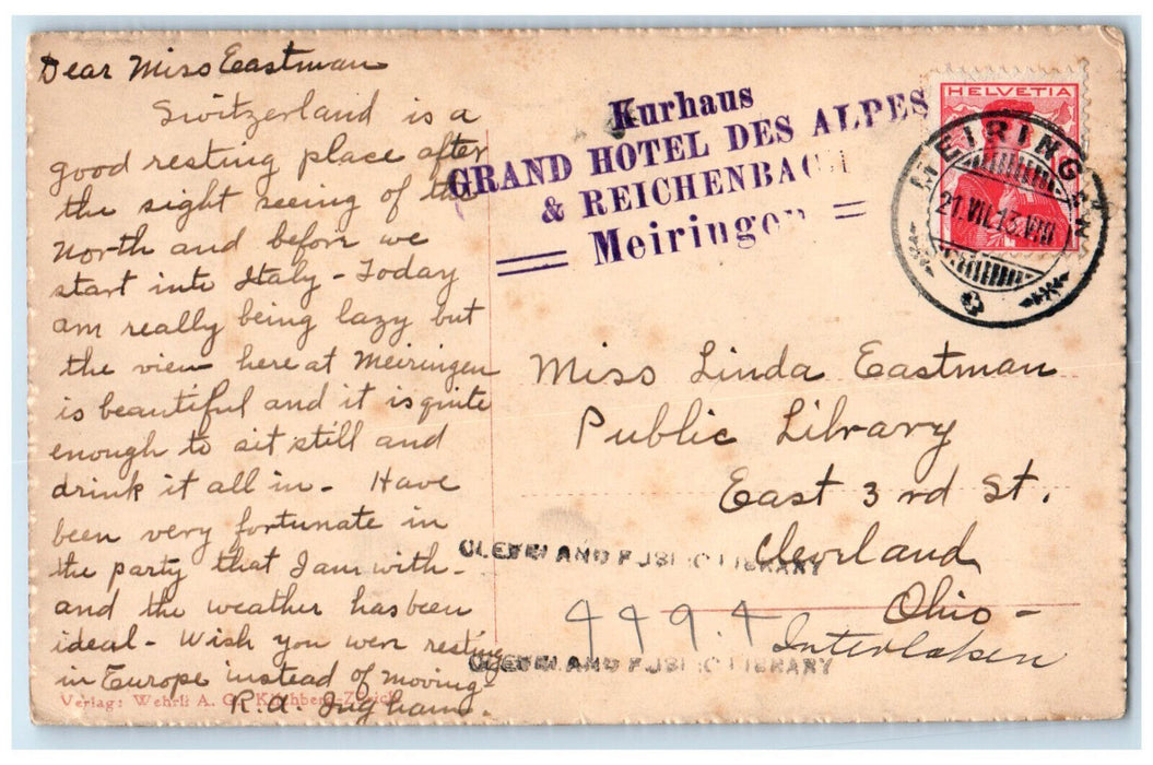 c1930's Interlaken and the Jungfrau Oberland Switzerland RPPC Photo Postcard