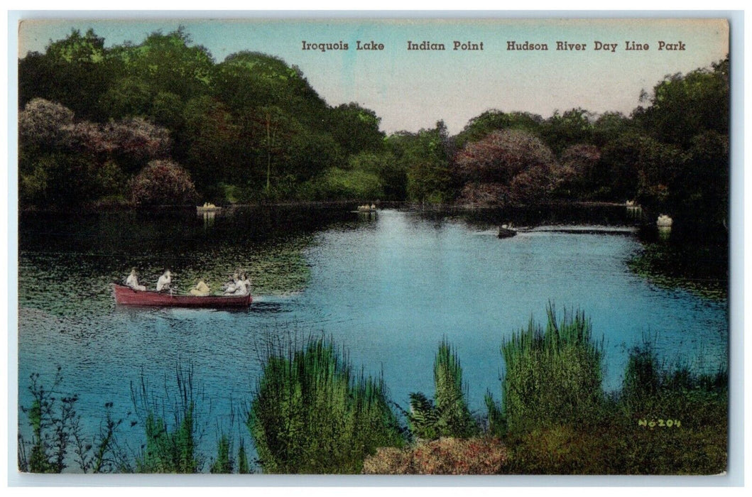 1940 Iroquois Lake Indian Point Hudson River Day Line Park Hand-Colored Postcard