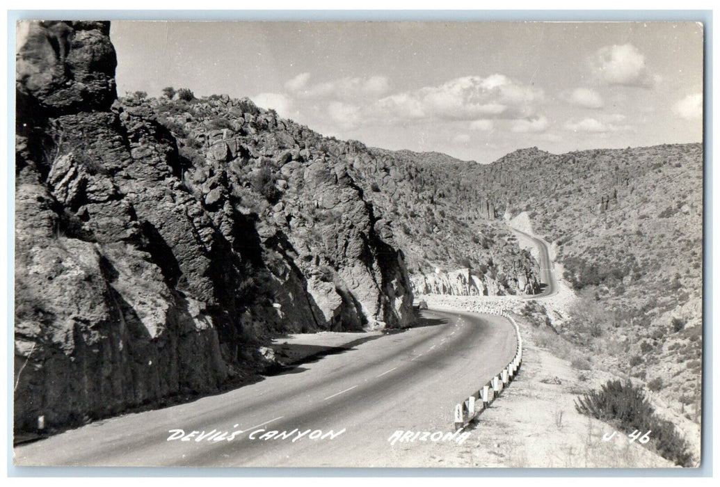 c1940's View Of Devil's Canyon Arizona AZ RPPC Photo Unposted Vintage Postcard