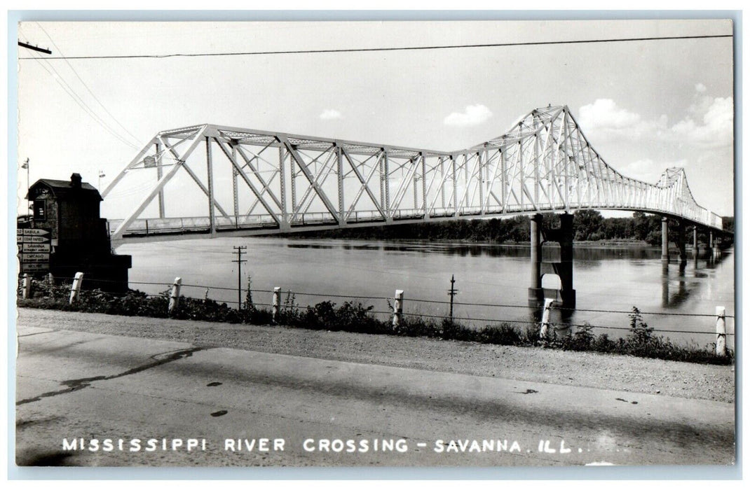 c1940's Mississippi River Crossing Savanna Illinois IL RPPC Photo Postcard