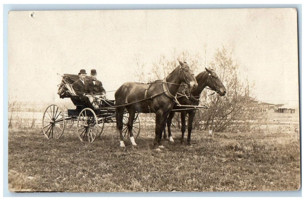 c1910's Man Riding Horse Buggy Smoking Cigar Chickasha OK RPPC Photo Postcard