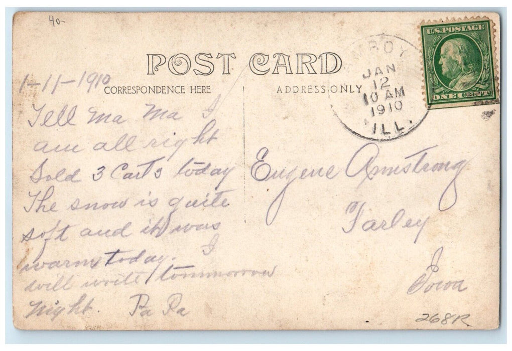 1910 Main Street Drug Store Horse Carriage Amboy IL Chase RPPC Photo Postcard