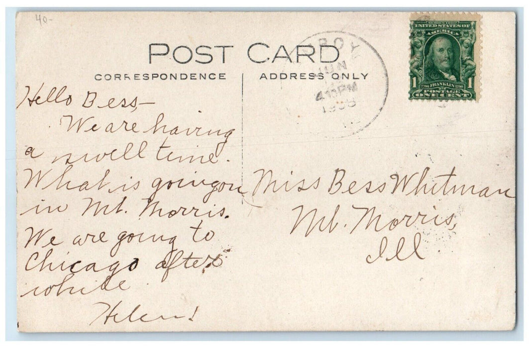 1908 Main Street Stores Horse Buggy Amboy Illinois IL Chase RPPC Photo Postcard