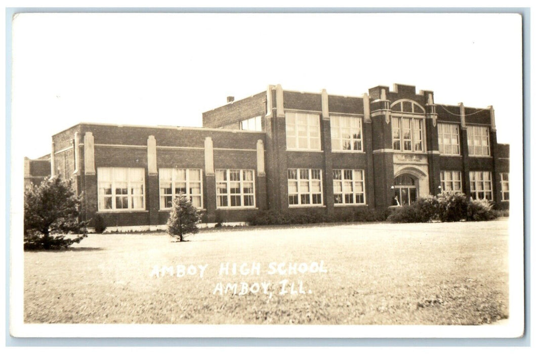 c1910's Amboy High School Building Amboy Illinois IL RPPC Photo Antique Postcard