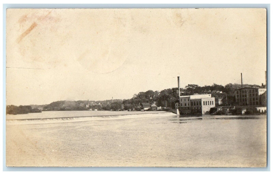 1910 View Of Rock River Dam Dixon Illinois IL RPPC Photo Posted Antique Postcard