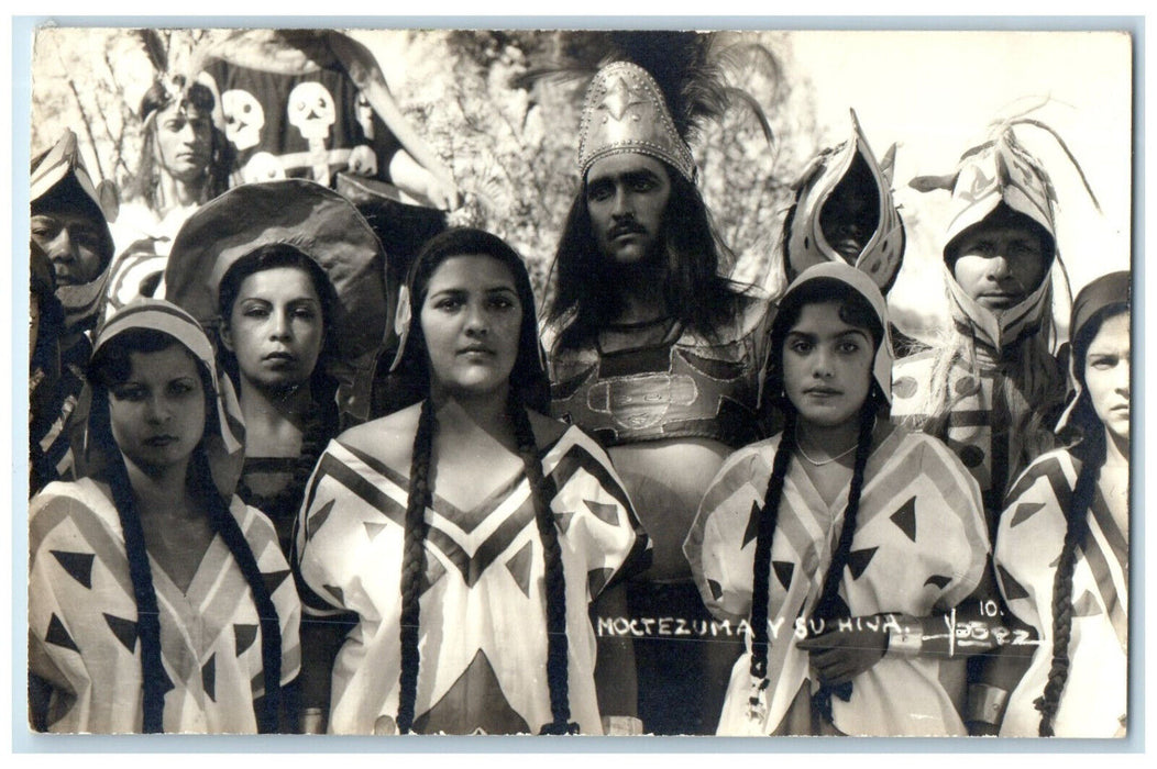 c1940's Temple Festival Traditional Dress Moctezuma Mexico RPPC Photo Postcard