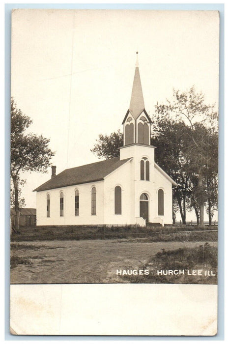 c1910's Hauges Hurch Lee Illinois IL RPPC Photo Unposted Antique Postcard