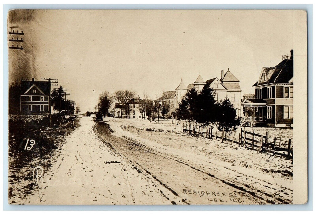1914 Residence Street Houses Lee Illinois IL RPPC Photo Posted Antique Postcard
